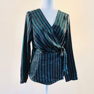 Zara green red and black blouse